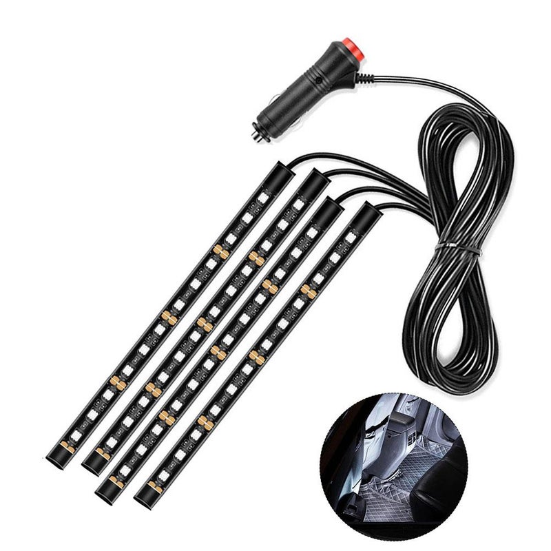 ضوء محيطي LED أحادي اللون للسيارات من 1 إلى 4، أضواء زينة للقدم